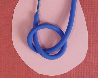 Blue squiggle tube necklace Style C