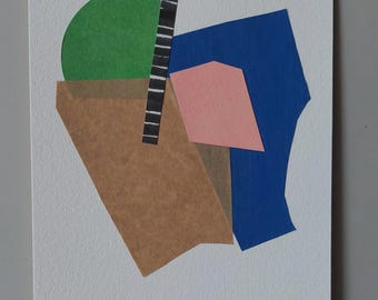 Abstract Paper Cut Collage: A5 Modern Geometric Wall Art