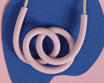 Baby pink squiggle tube necklace Style K