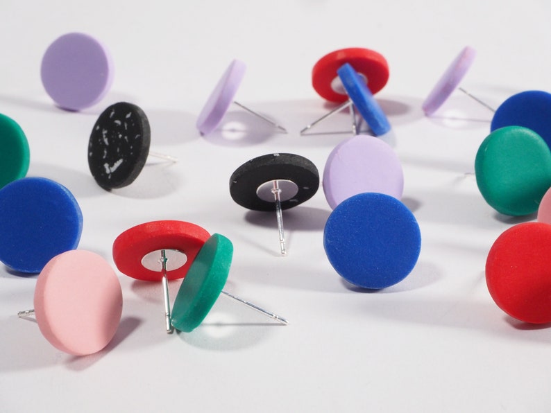Colour stud earrings, small round earrings, simple single colour studs, small circular earrings image 1