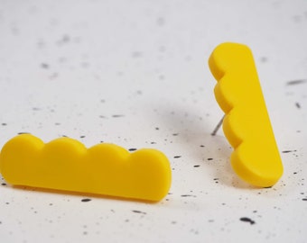Yellow Wave Polymer Clay Stud Earrings