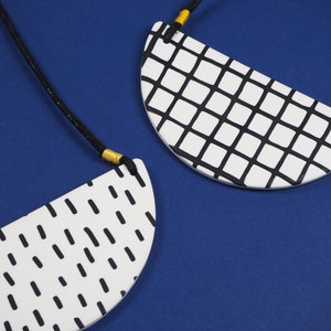 White grid bib necklace image 7