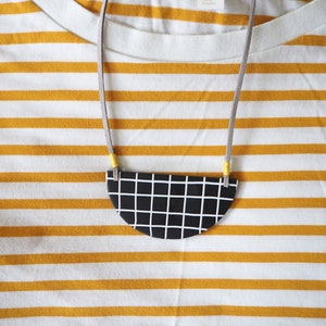 White grid bib necklace image 5