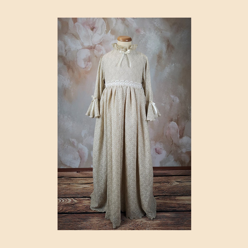 Romantic girl dress with train,frilly,hand made junior dress Unique G14 dress for fine art portrai photography,couture gown RTS