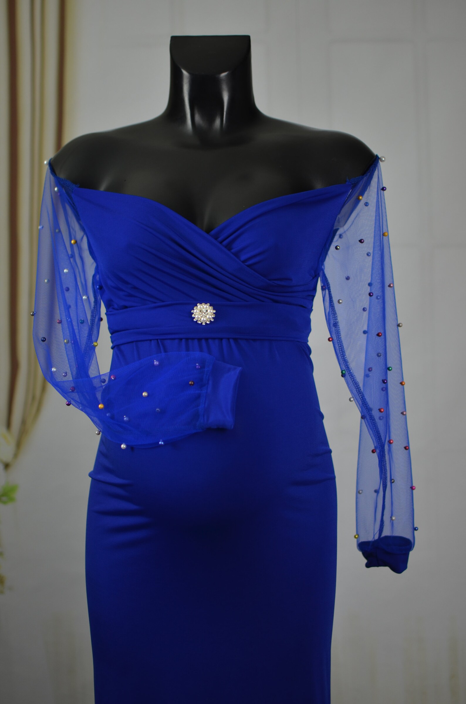 Royal blue Baby Shower Unique Maternity Dress for PhotoShoot Etsy