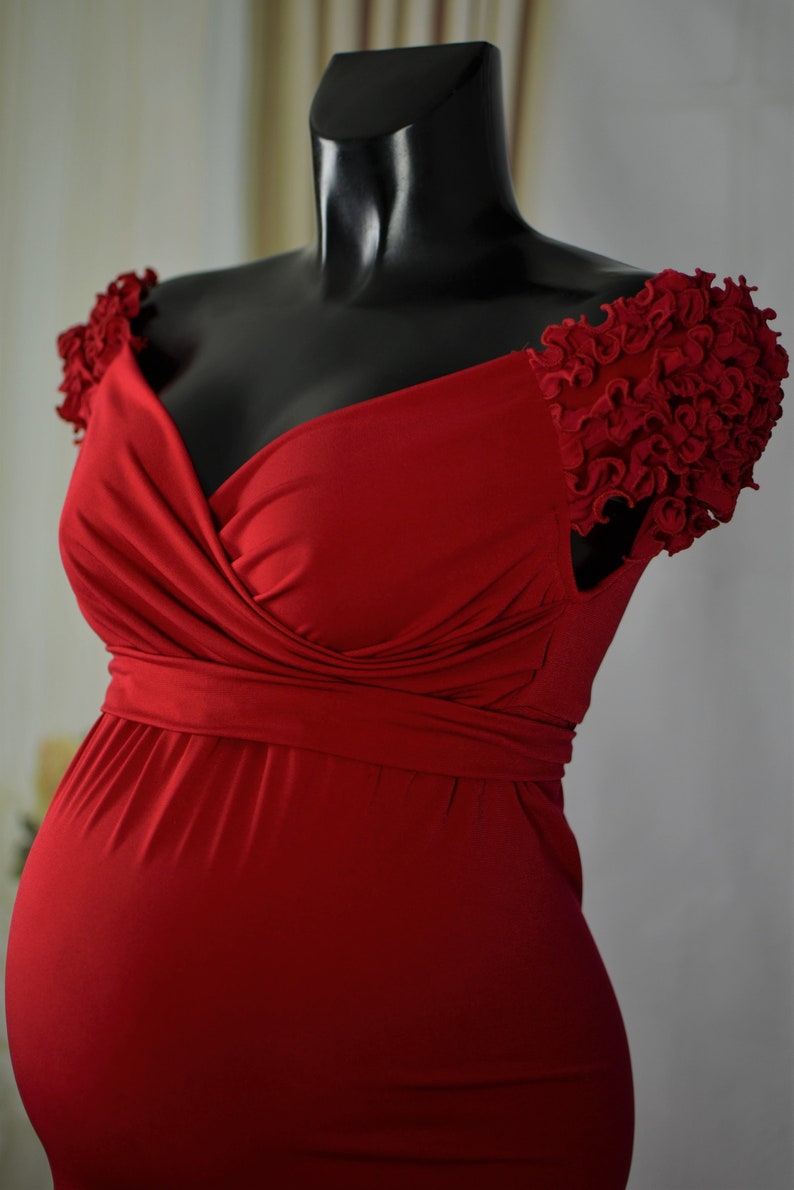 Red Baby Shower Dress Maternity Dress for Photo Shoot Etsy