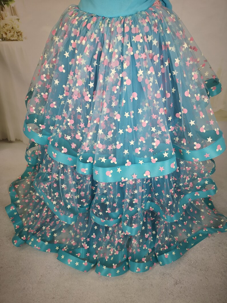 Romantic girl dress with train,frilly,hand made junior dress Unique G14 dress for fine art portrai photography,couture gown RTS