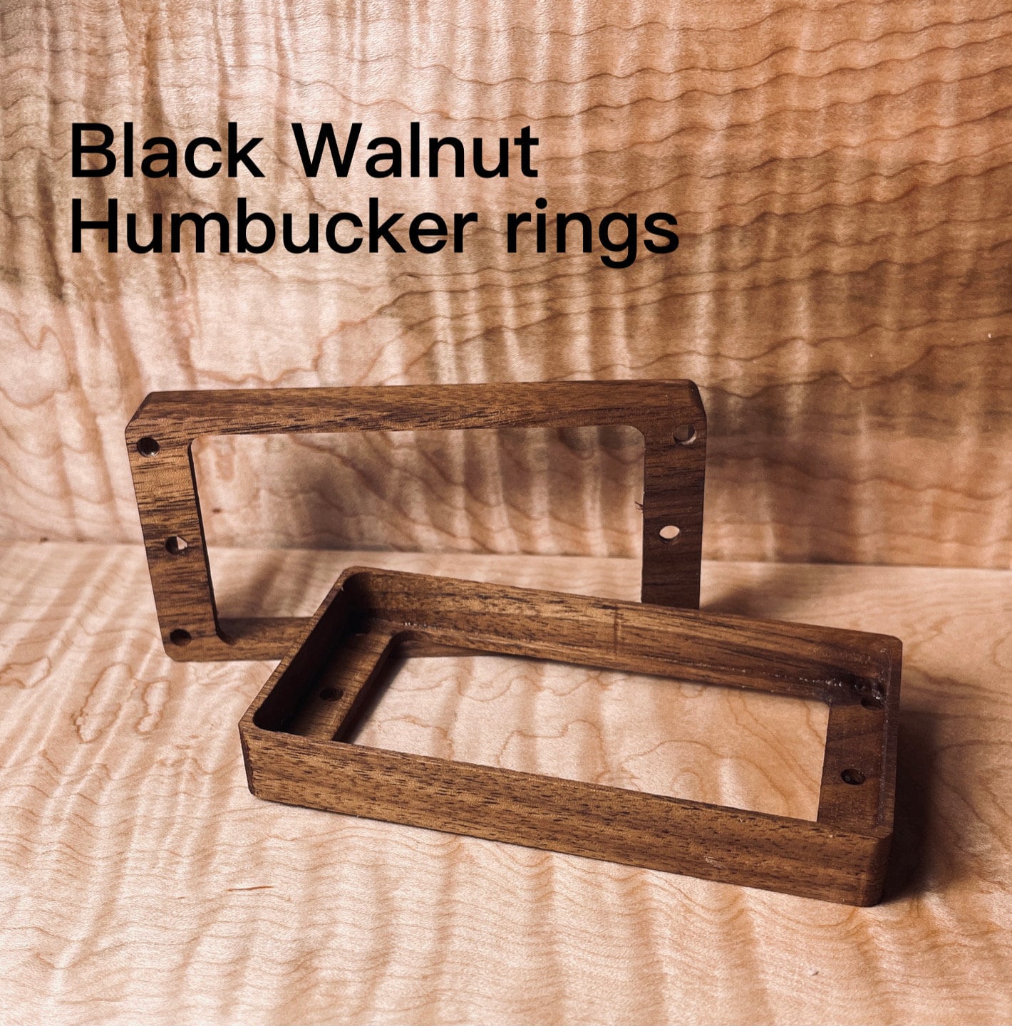 Beautiful Black Walnut Humbucker pickup mounting rings - (Set of 2)
