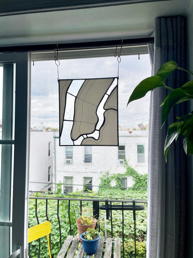 Stained Glass NYC Map Suncatcher leadfee Etsy