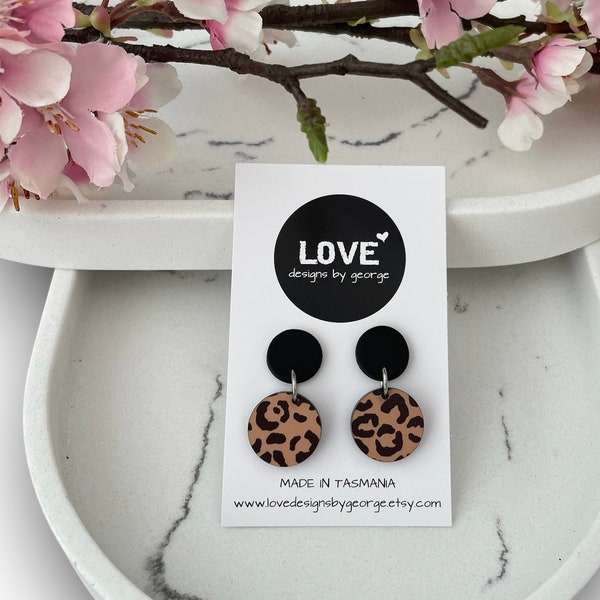 Leopard Print Mini Dangle Earrings Acrylic Earrings Clay Earrings Statement Earrings