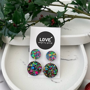 Glitter Earrings Sparkle Earrings Christmas Earrings Acrylic Earrings