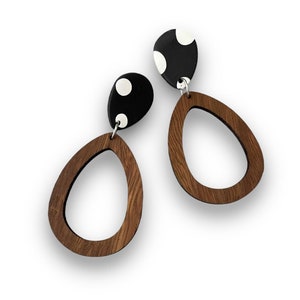 Resin Earrings Animal Print Earrings Statement Earrings Arch Earrings Black and White Earrings Polymer Clay Earrings