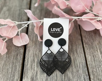 Statement Earrings Black Earrings Gift for Her Clay Earrings Surgical Steel Earrings Statement Jewellery for Her