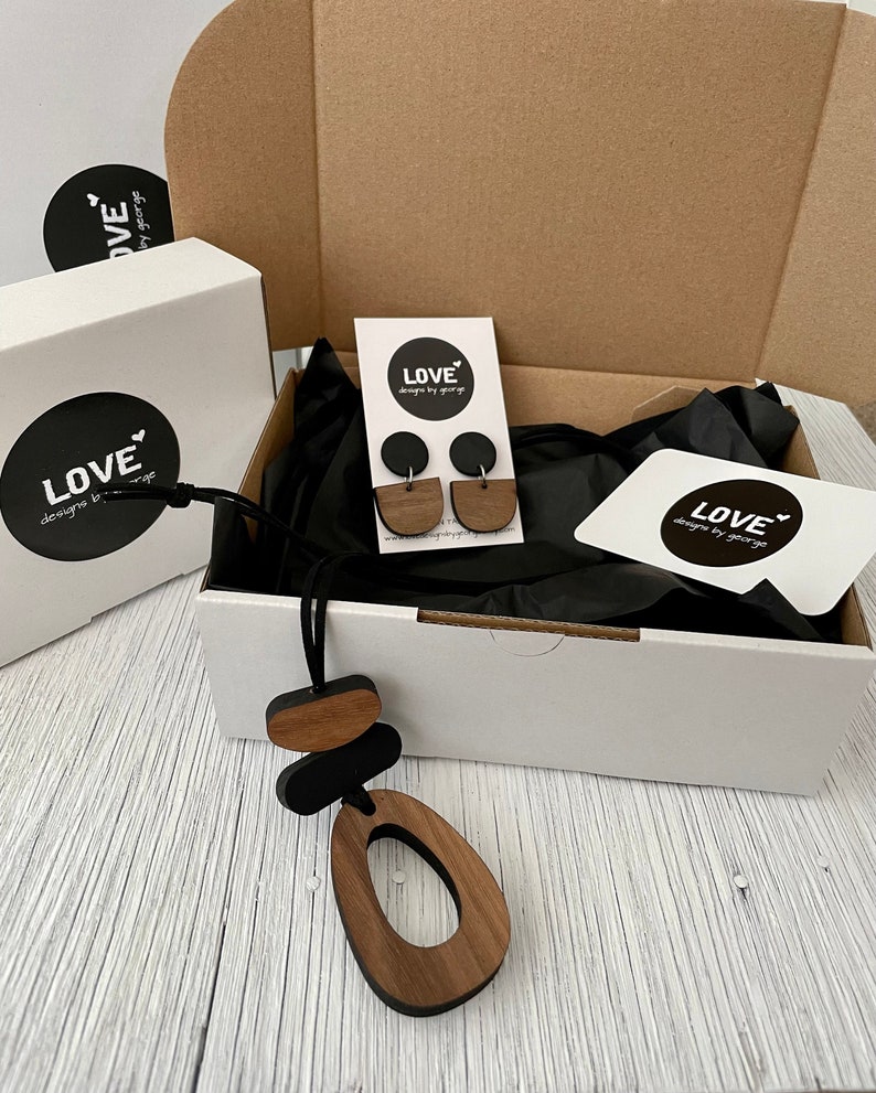 Jewellery Gift Set Necklace Gift Set Wooden Necklace Pendant Etsy