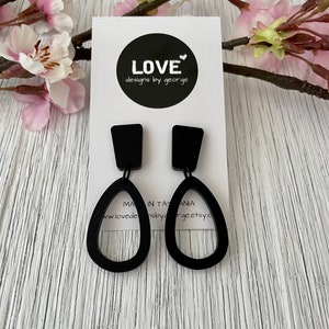 Black Statement Earrings Acrylic Earrings Dangle Earrings Surgical Steel Earrings Statement Jewellery