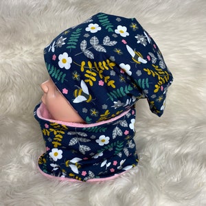 Beanie Loop Bee Flowers 39-60 Children's Hat, Scarf, Hat with Scarf, Toddler Set