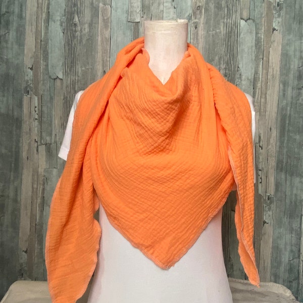 Dreieckstuch Halstuch Musselin"Knallig Orange“ " Musselin Wickelschal Tuch Handmade Schal einlagig