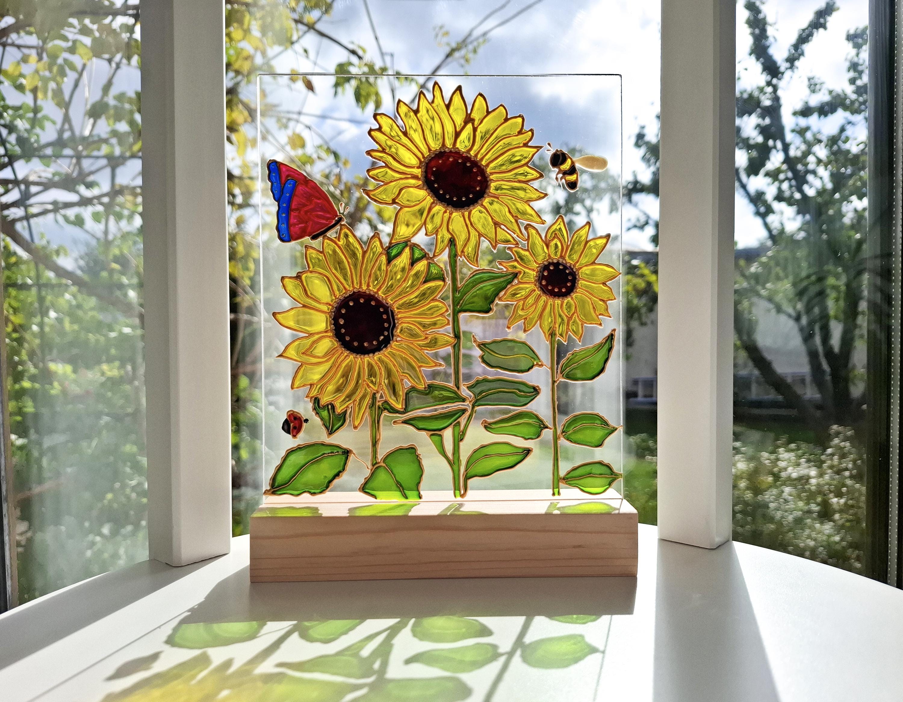 Sunflower Staned Glass Wndow Hangng,sunflower Brthday Party