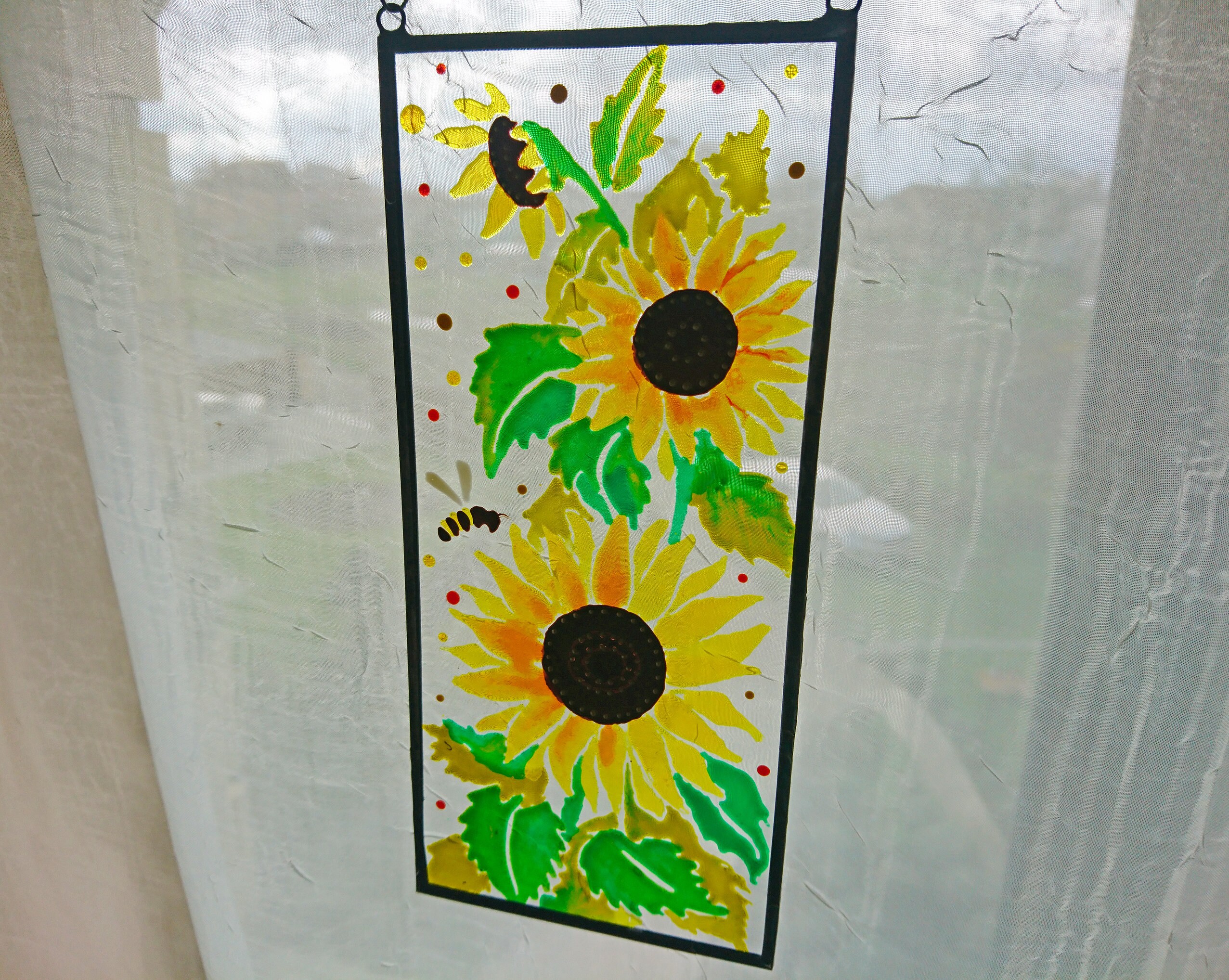Sunflowers Suncatcher. Hand Painting on Glass. Glass Etsy