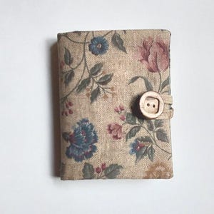 Needle Book/Jewelry Pouch with Pocket with Multi Color Floral Print Tan Background