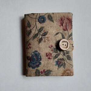 Needle Book with Pocket with Multi Color Floral Print Tan Background