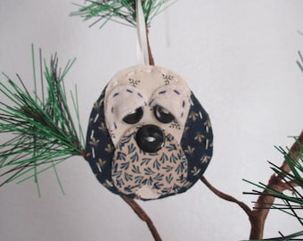 Holiday Ornament/Christmas Tree Decoration/ Ned in Navy Blue