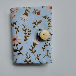 Needle Book/Earring Holder with Pocket in Pale Blue Floral Cotton