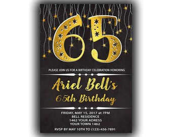 65th birthday invitations etsy