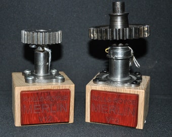 Rolls Royce Merlin Engine aircraft cogs on wood base