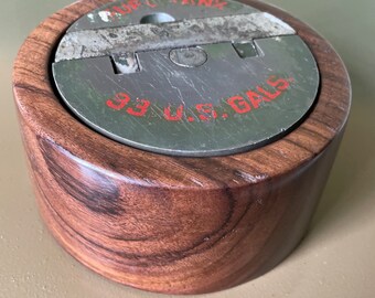 US Air Force airplane filler cap wooden bowl lid
