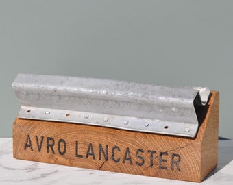 WW2 Avro Lancaster aircraft Wing Relic Magnetic Key Rack Desk Oak