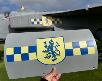 RAF Sepecat Jaguar jet aircraft Panel with 54 squadron hand painted logo