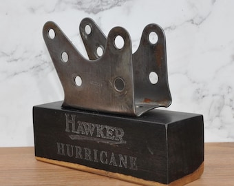 Hawker Hurricane Aircraft Phone or letter holder, original WW2 part on wooden base