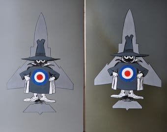 Phantom Phixer on F4 jet aircraft fuselage panel