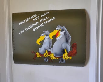 Bell Huey Helicopter Vietnam Hand Painted Vultures Nose Art Panel