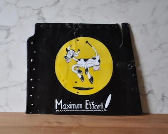 WW 2 Vickers Wellington Aircraft original metal with hand painted nose art of dancing cow.