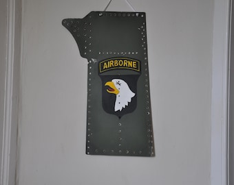 Bell Huey airborne nose art on original helicopter metal and paint