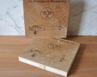 De Havilland Mosquito aircraft original wing panel piece etch with plane profile