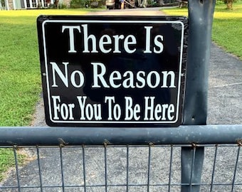 There Is No Reason For You To Be Here Aluminum 12" x 9" Street Sign