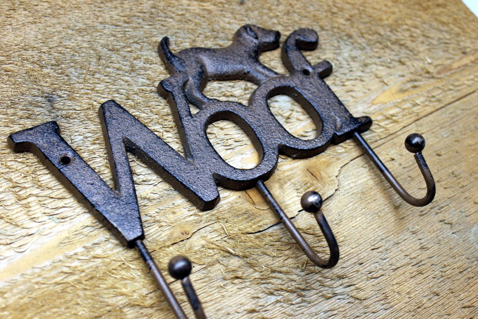 Cast Iron woof 3 Hanger Wall Hook Etsy