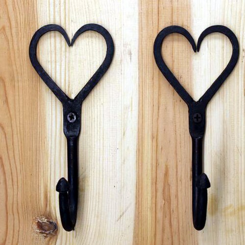 X6 Cast Iron Love Heart Coat Hooks Antique Handmade Black Etsy