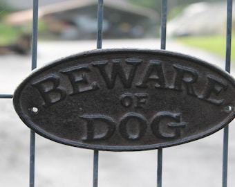 Cast Iron Beware Of Dog Sign