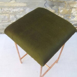 Retro copper and velvet stool image 4