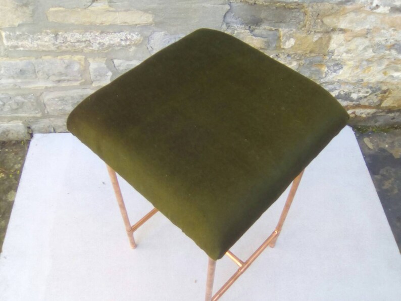 Retro copper and velvet stool image 4