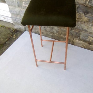 Retro copper and velvet stool image 3