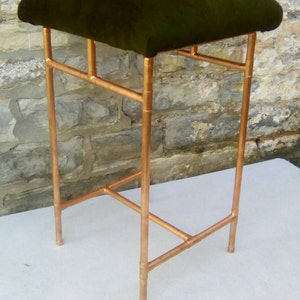 Retro copper and velvet stool image 2