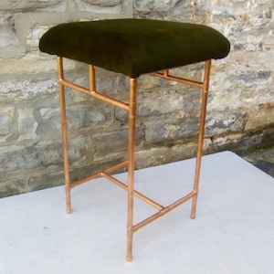 Retro copper and velvet stool image 1