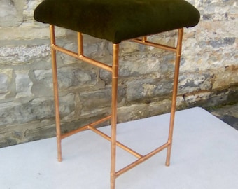 Retro copper and velvet stool