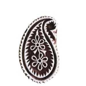 Impression de tampons en bois de belle fleur, motif Pejli, tampon textile indien en bois sculpté à la main, motif Pejli