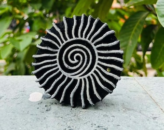 Hand Carved Indian Wood Block Stamp: Mandala Motif, Textile Printing